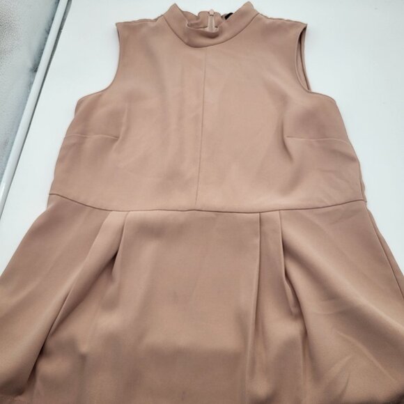 Ann Taylor Sleeveless Mock Neck Tank Blouse with Pleats SZ Small Pinkish Beige - Picture 4 of 10